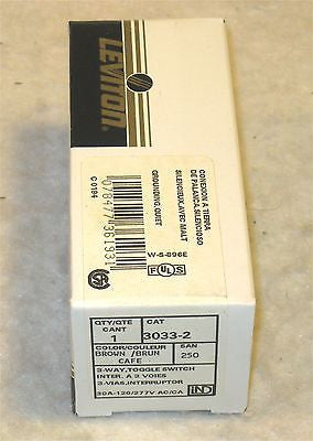 Leviton: 3033-2, 30 Amp, 120/277V, Toggle 3-Way AC Quiet Switch, Brown - aseiso.co